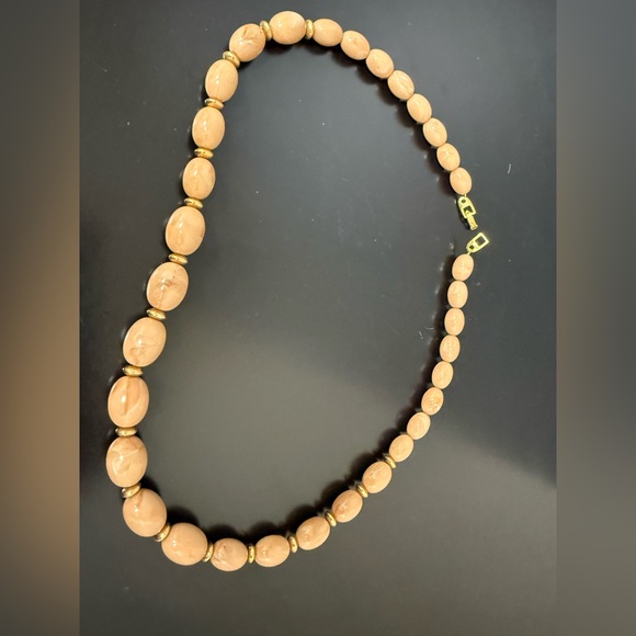 VTG Napier French Beige Gold Beaded necklace signed 24\